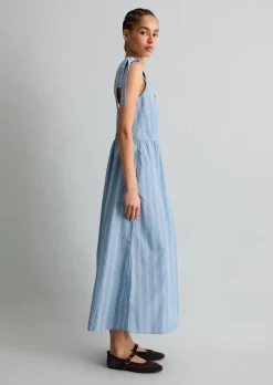 Gestreiftes Kleid Shaped aus Papertouch-Popeline