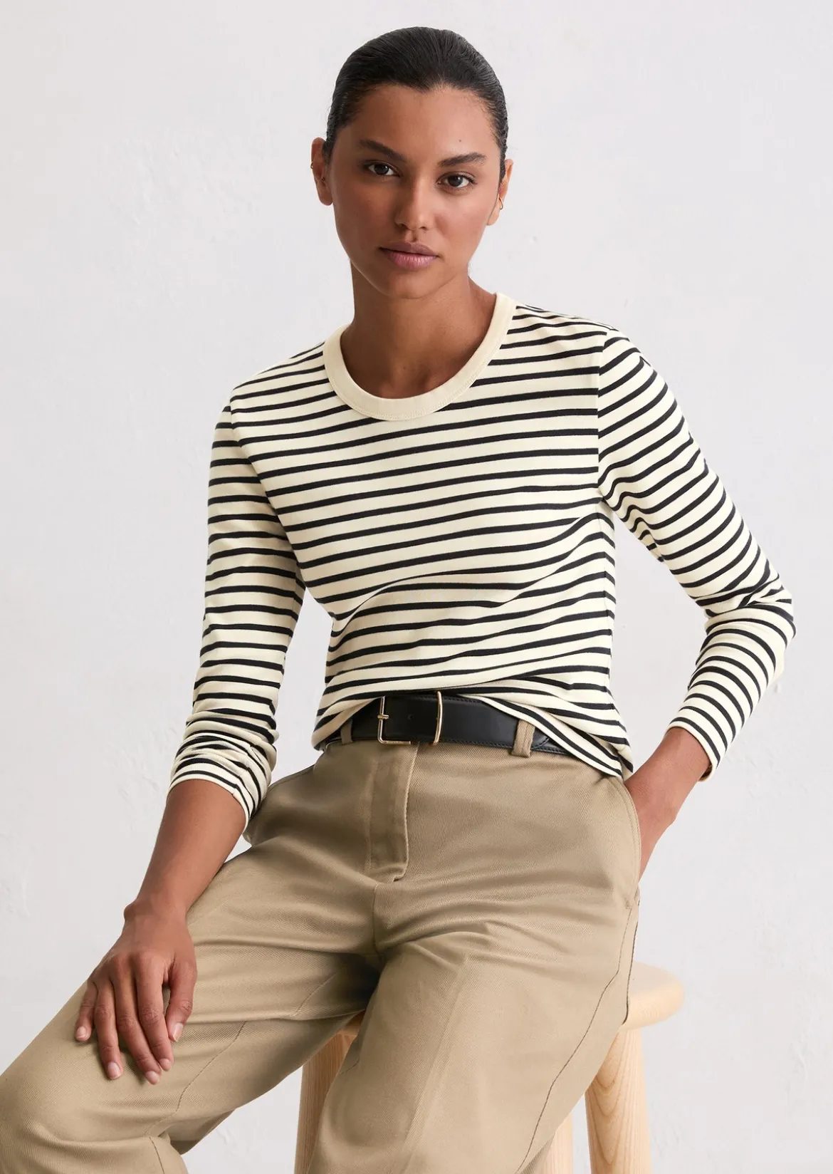 Gestreiftes Longsleeve regular aus reiner Bio-Baumwolle