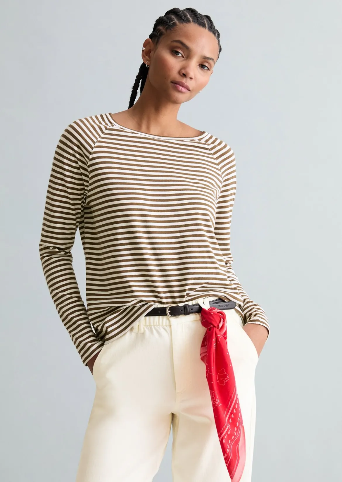 Gestreiftes Longsleeve relaxed aus Loose Knit Jersey