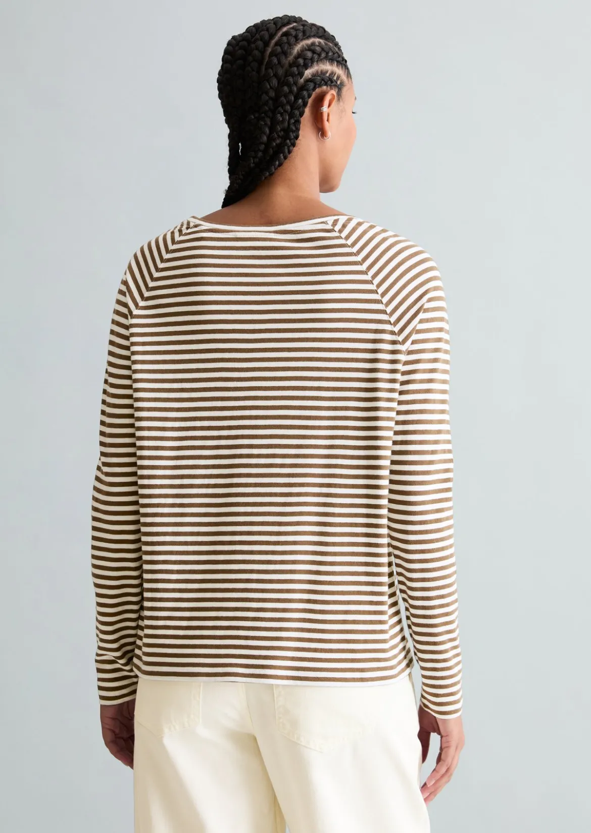 Gestreiftes Longsleeve relaxed aus Loose Knit Jersey