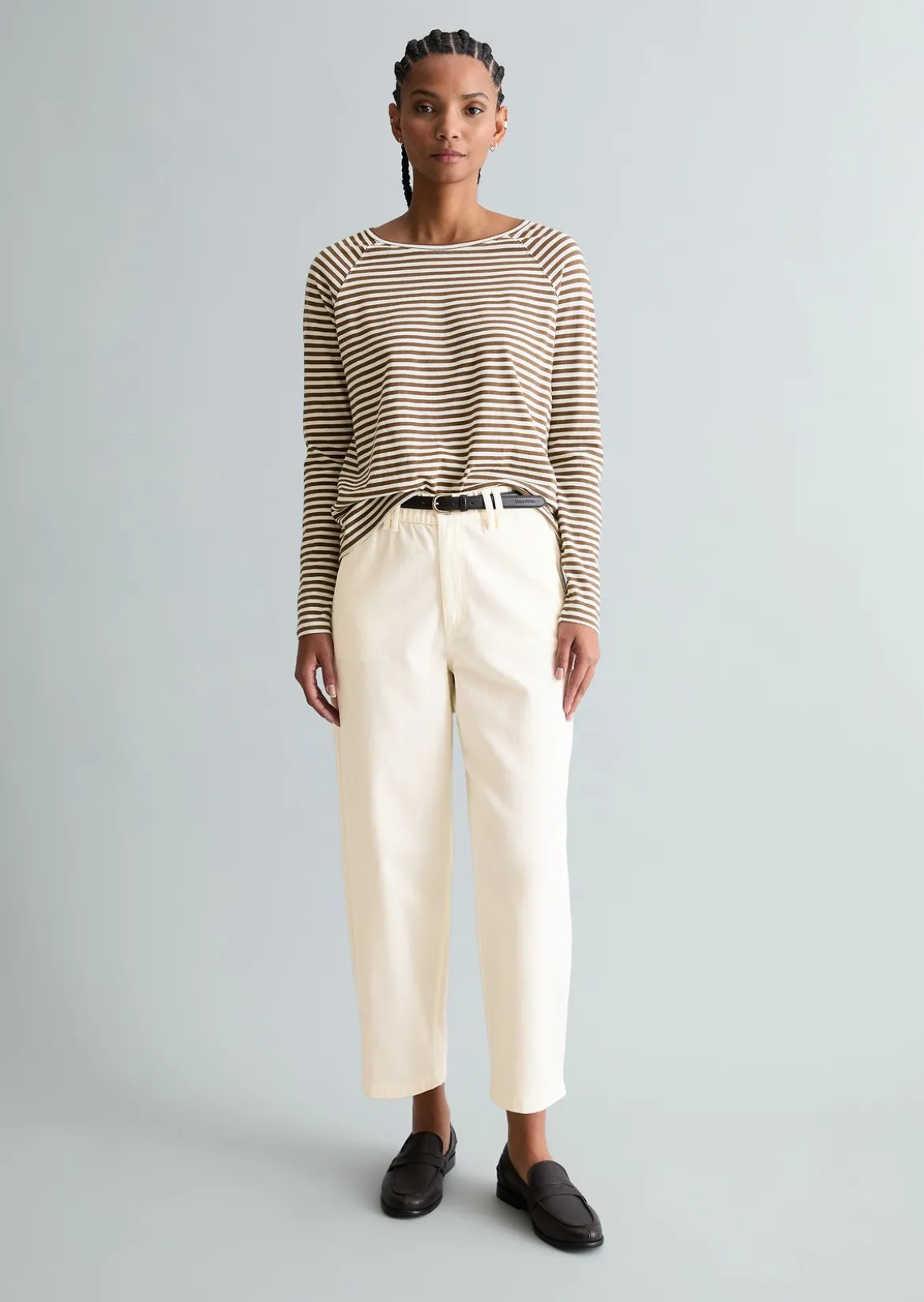 Gestreiftes Longsleeve relaxed aus Loose Knit Jersey