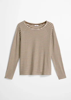 Gestreiftes Longsleeve relaxed aus Loose Knit Jersey