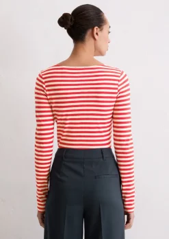 Gestreiftes Longsleeve regular aus Organic Cotton Slub Jersey