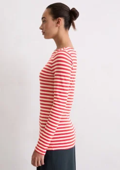 Gestreiftes Longsleeve regular aus Organic Cotton Slub Jersey