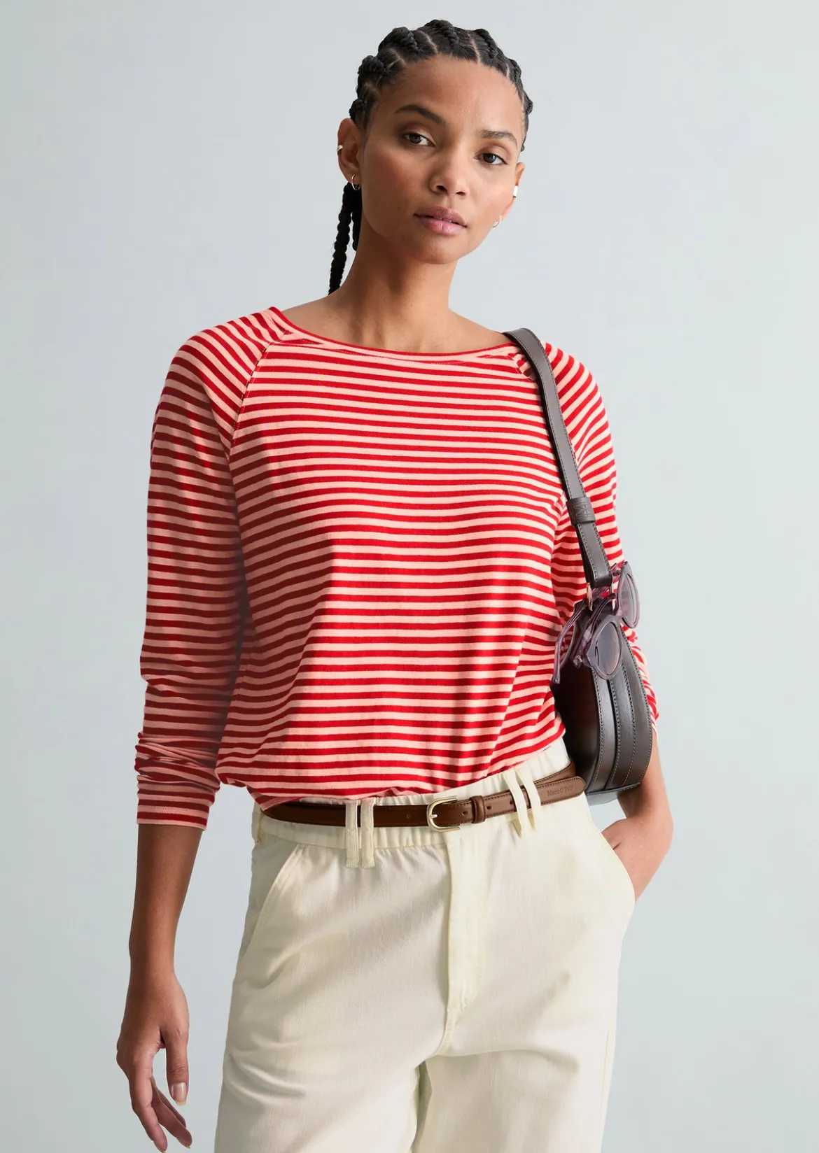 Gestreiftes Longsleeve relaxed aus Loose Knit Jersey