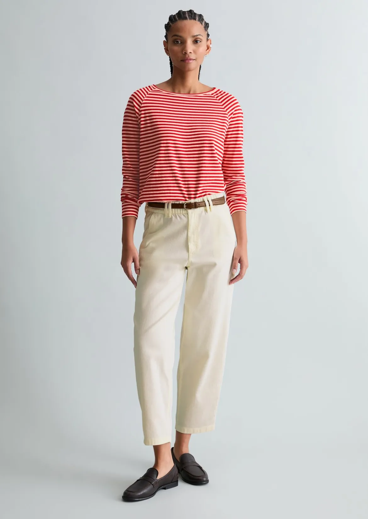 Gestreiftes Longsleeve relaxed aus Loose Knit Jersey