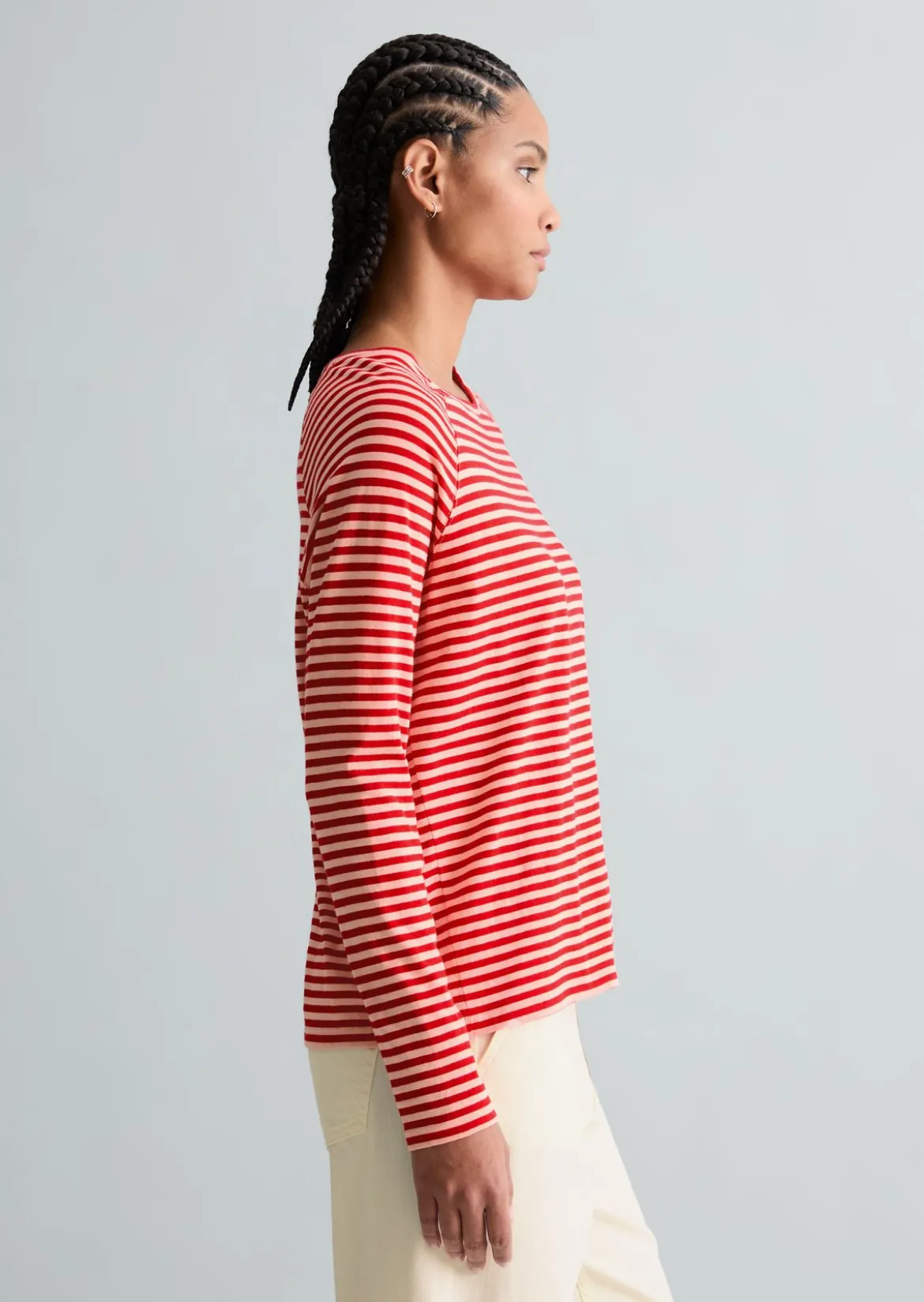 Gestreiftes Longsleeve relaxed aus Loose Knit Jersey