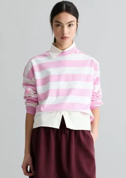 Gestreiftes Longsleeve relaxed aus Heavy Jersey