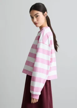 Gestreiftes Longsleeve relaxed aus Heavy Jersey