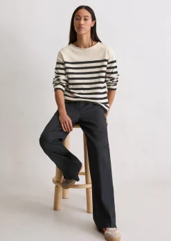 Gestreiftes Longsleeve relaxed aus garngefärbtem Heavy-Slub-Jersey