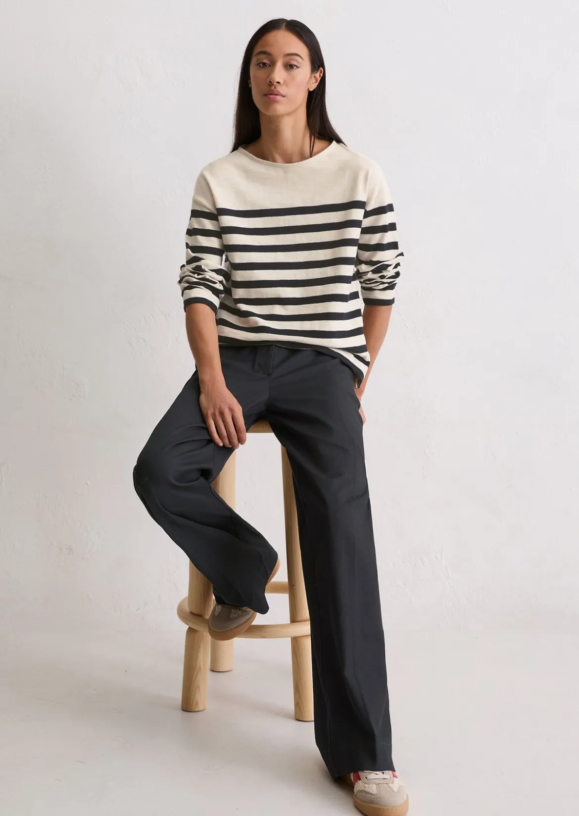 Gestreiftes Longsleeve relaxed aus garngefärbtem Heavy-Slub-Jersey