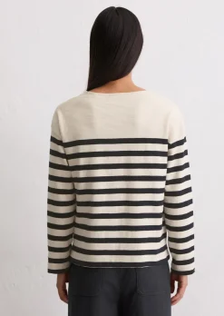 Gestreiftes Longsleeve relaxed aus garngefärbtem Heavy-Slub-Jersey