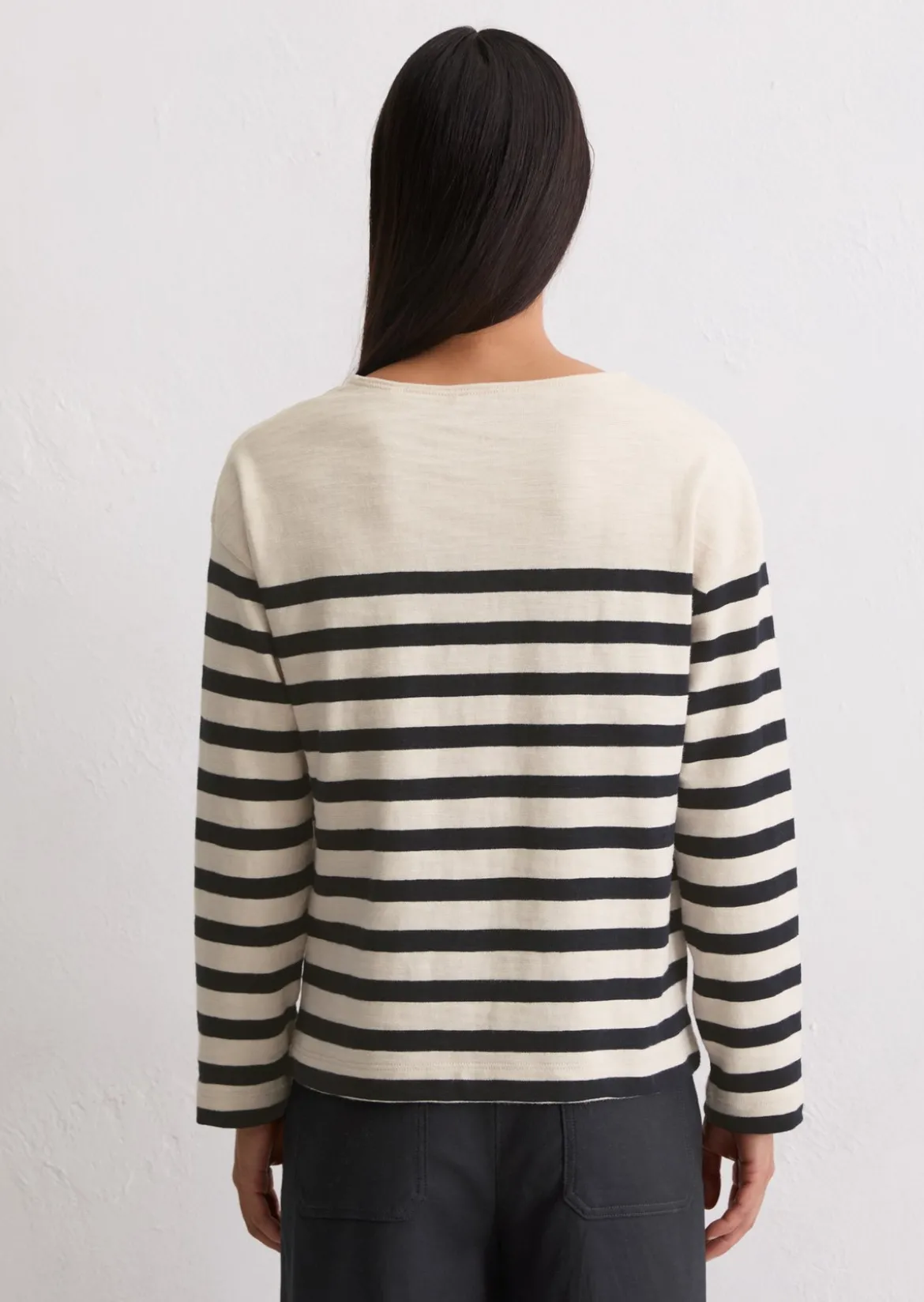 Gestreiftes Longsleeve relaxed aus garngefärbtem Heavy-Slub-Jersey