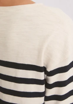 Gestreiftes Longsleeve relaxed aus garngefärbtem Heavy-Slub-Jersey