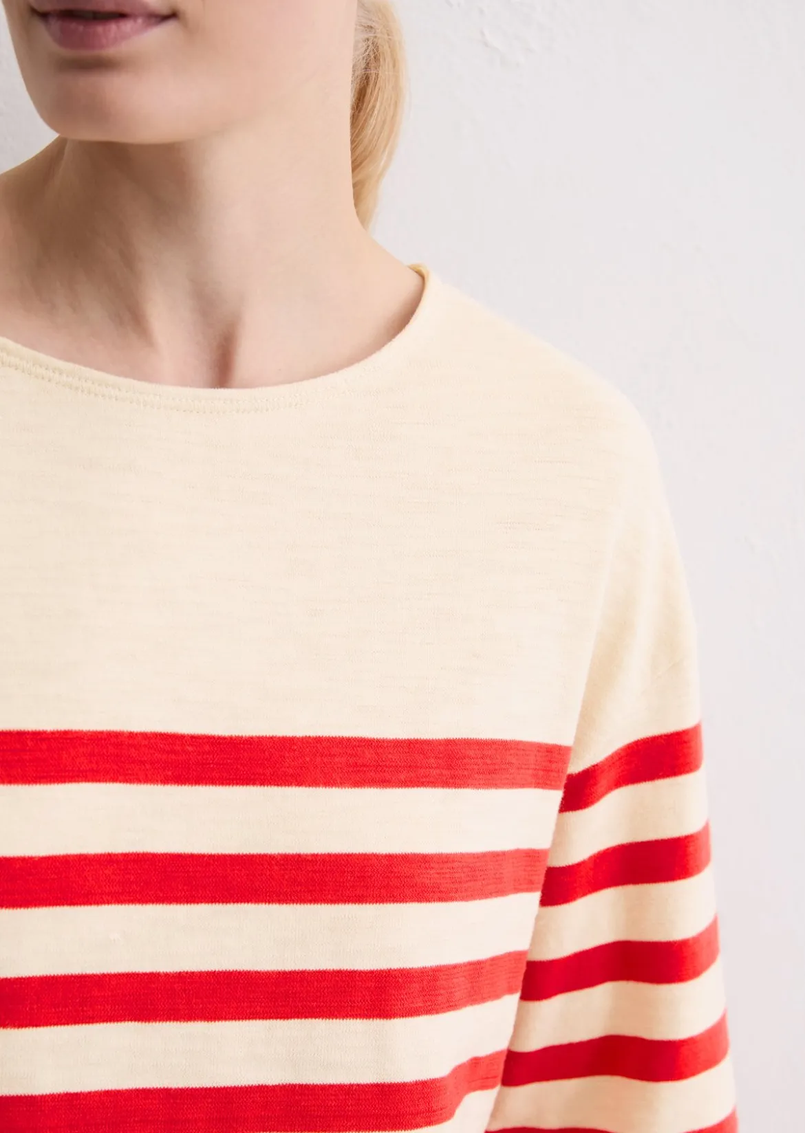 Gestreiftes Longsleeve relaxed aus garngefärbtem Heavy-Slub-Jersey