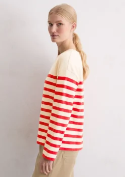 Gestreiftes Longsleeve relaxed aus garngefärbtem Heavy-Slub-Jersey