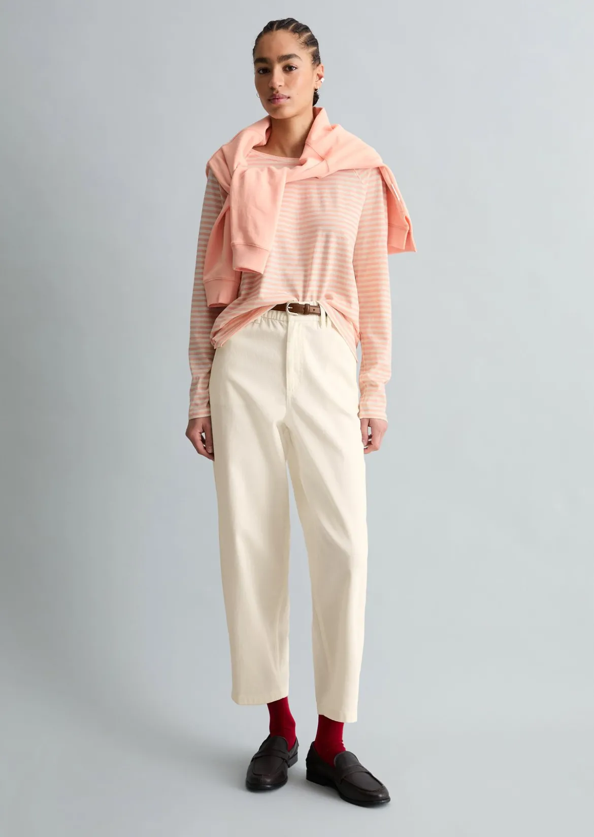 Gestreiftes Longsleeve relaxed aus Loose Knit Jersey