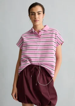Gestreiftes Poloshirt wide aus Heavy Jersey