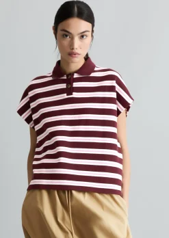 Gestreiftes Poloshirt wide aus Heavy Jersey