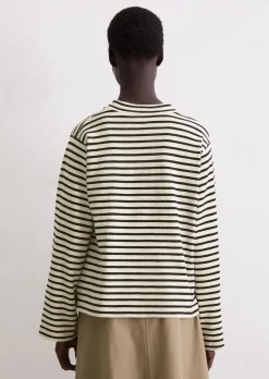 Gestreiftes Rollkragen-Longsleeve regular aus garngefärbtem Heavy-Slub-Jersey