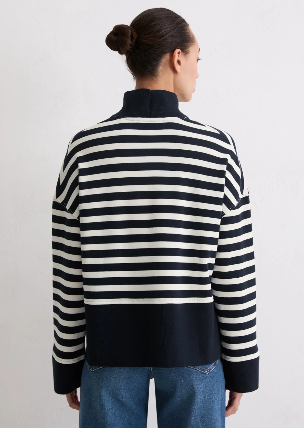 Gestreiftes Sweatshirt relaxed mit breitem Rippstrick-Bund
