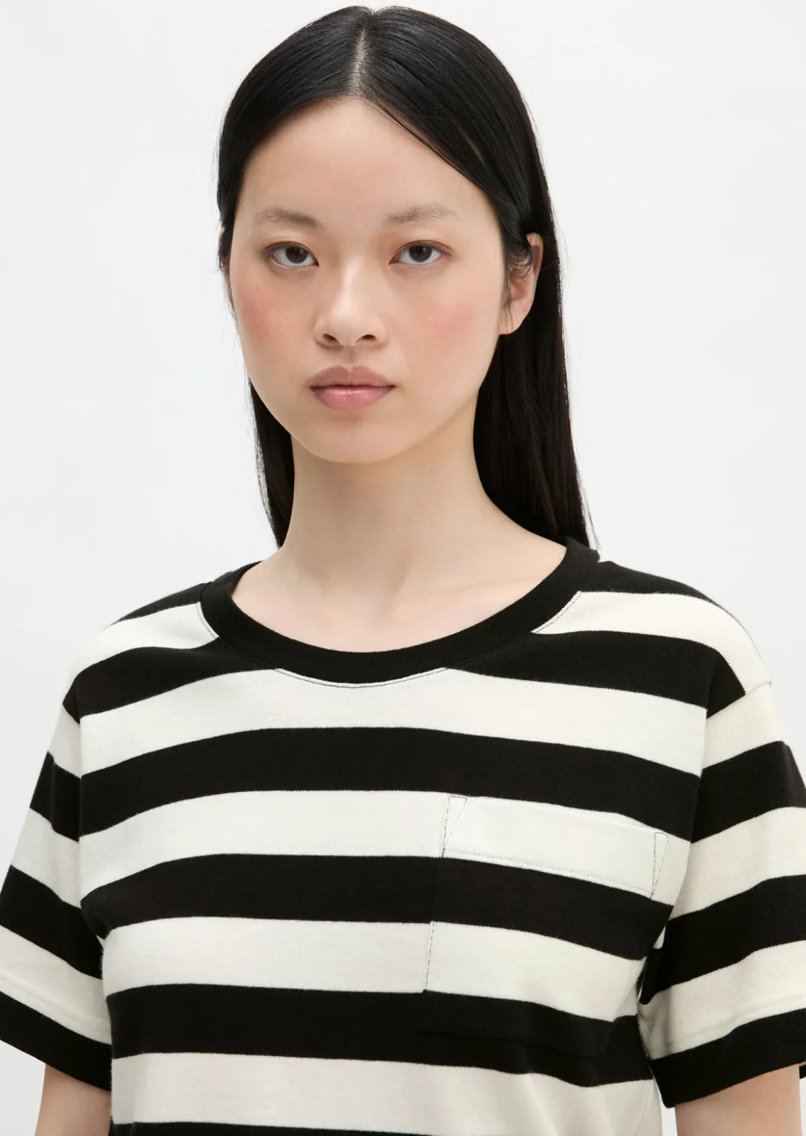 Gestreiftes T-Shirt loose aus weichem Single Jersey