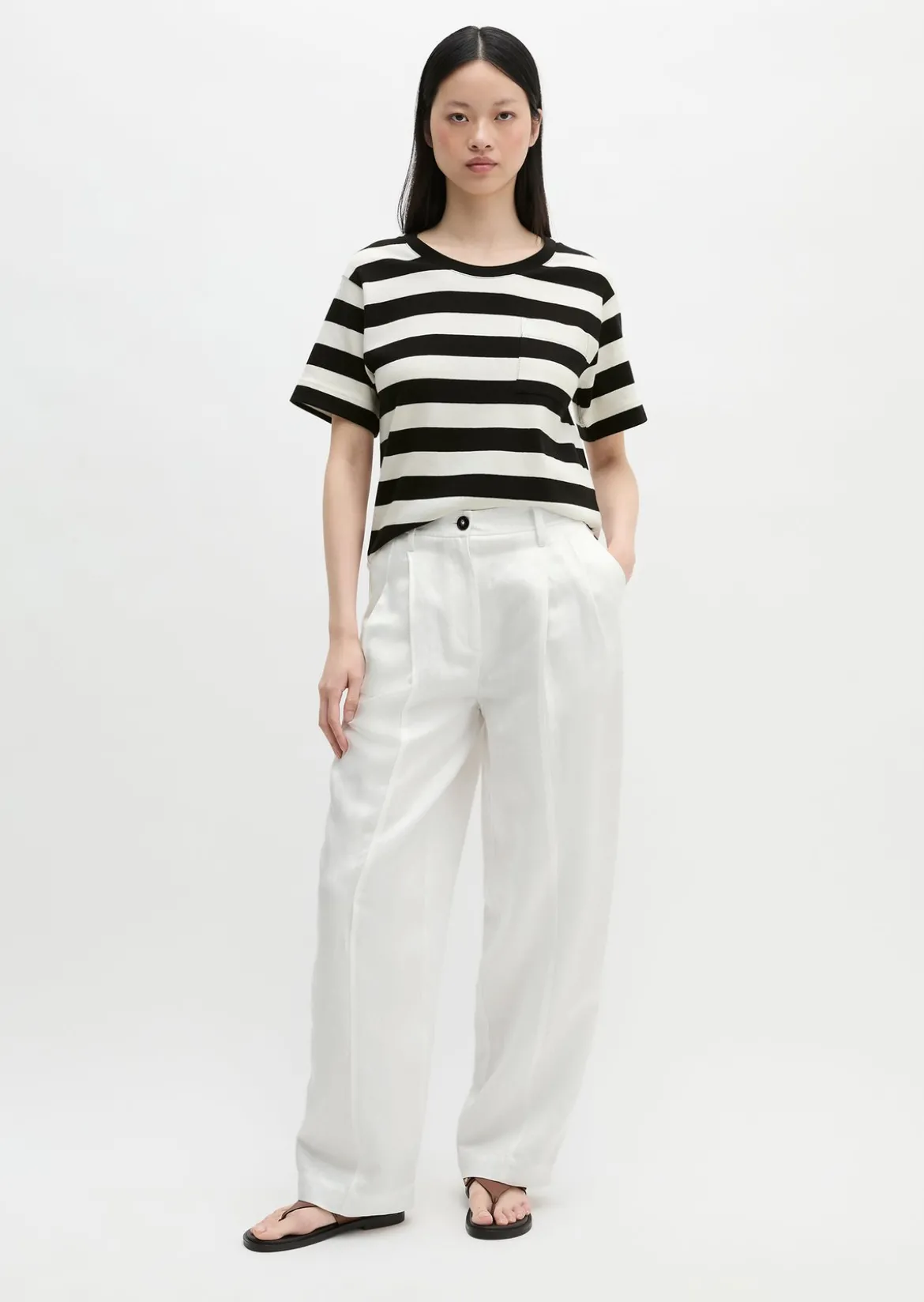 Gestreiftes T-Shirt loose aus weichem Single Jersey