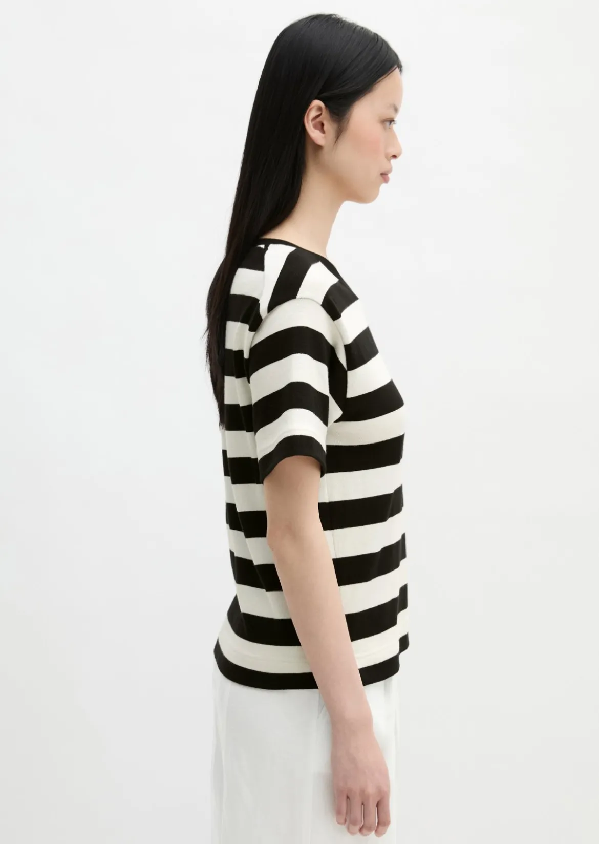 Gestreiftes T-Shirt loose aus weichem Single Jersey