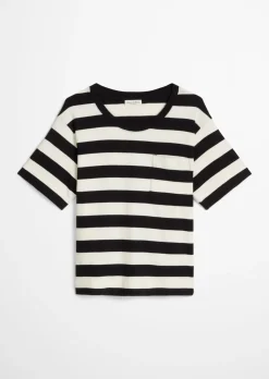 Gestreiftes T-Shirt loose aus weichem Single Jersey