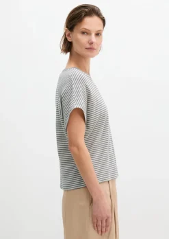 Gestreiftes T-Shirt regular aus Baumwoll-Single-Jersey