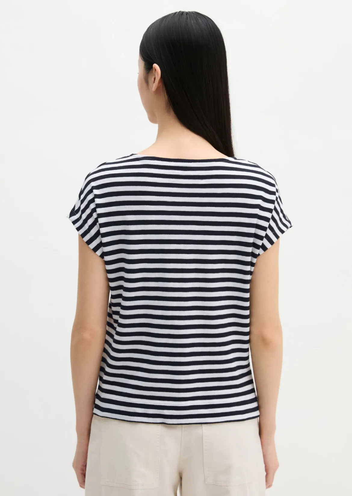 Gestreiftes T-Shirt regular aus weichem Baumwoll-Slub-Jersey