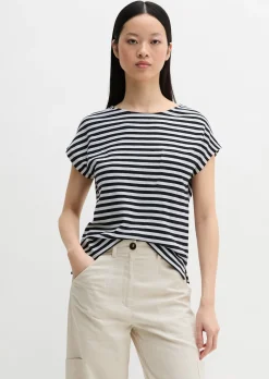 Gestreiftes T-Shirt regular aus weichem Baumwoll-Slub-Jersey
