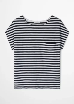 Gestreiftes T-Shirt regular aus weichem Baumwoll-Slub-Jersey