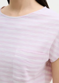 Gestreiftes T-Shirt regular aus weichem Baumwoll-Slub-Jersey