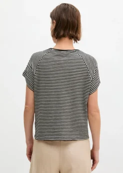 Gestreiftes T-Shirt regular aus Baumwoll-Single-Jersey