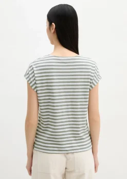 Gestreiftes T-Shirt regular aus weichem Baumwoll-Slub-Jersey