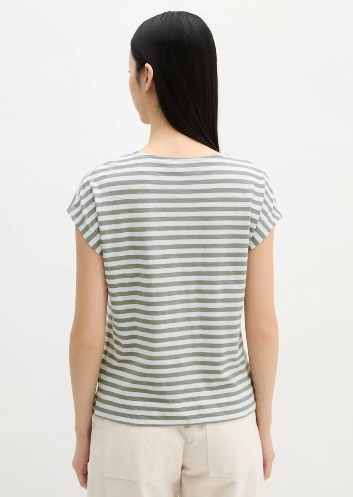 Gestreiftes T-Shirt regular aus weichem Baumwoll-Slub-Jersey