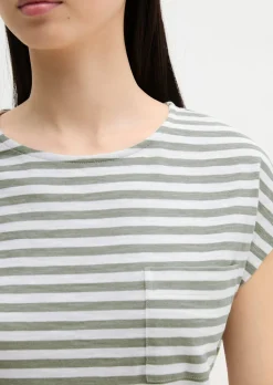 Gestreiftes T-Shirt regular aus weichem Baumwoll-Slub-Jersey