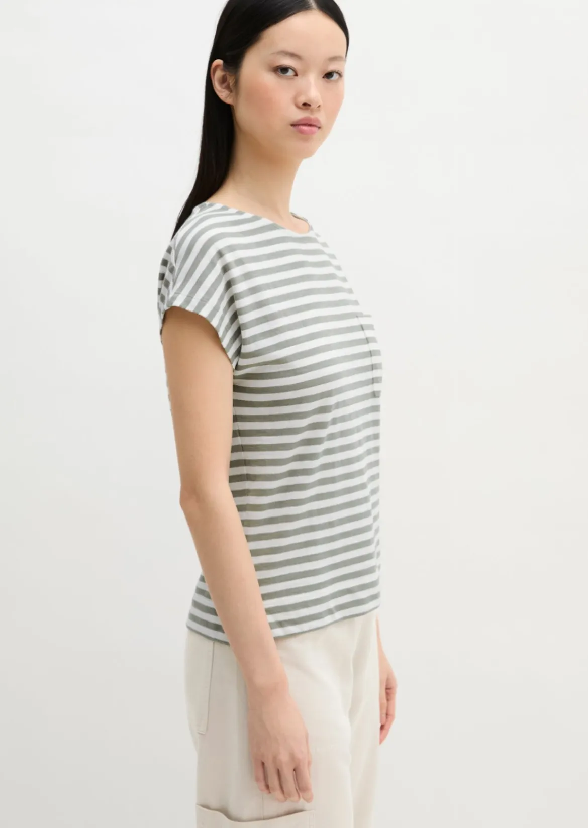 Gestreiftes T-Shirt regular aus weichem Baumwoll-Slub-Jersey