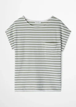 Gestreiftes T-Shirt regular aus weichem Baumwoll-Slub-Jersey