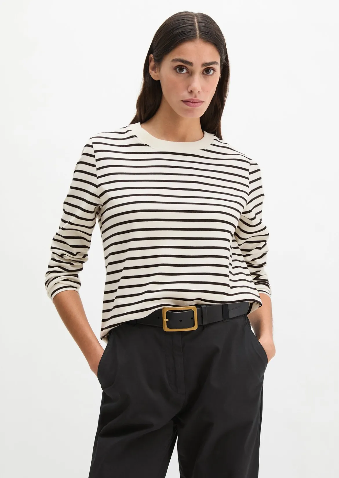 Gestreiftes T-Shirt relaxed aus Light Interlock-Jersey