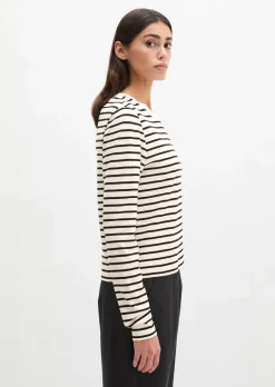 Gestreiftes T-Shirt relaxed aus Light Interlock-Jersey