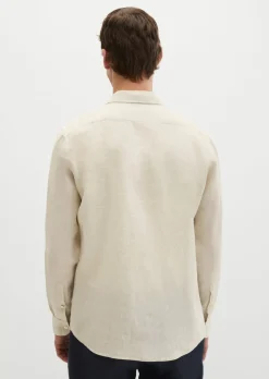 Haifischkragen-Hemd shaped aus feinem Leinen-Chambray