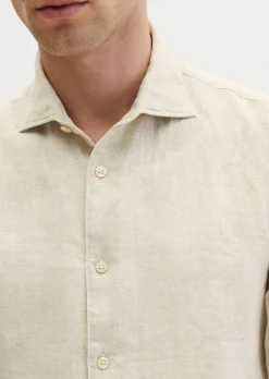 Haifischkragen-Hemd shaped aus feinem Leinen-Chambray