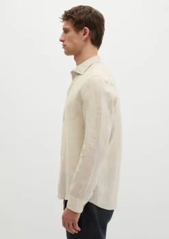 Haifischkragen-Hemd shaped aus feinem Leinen-Chambray