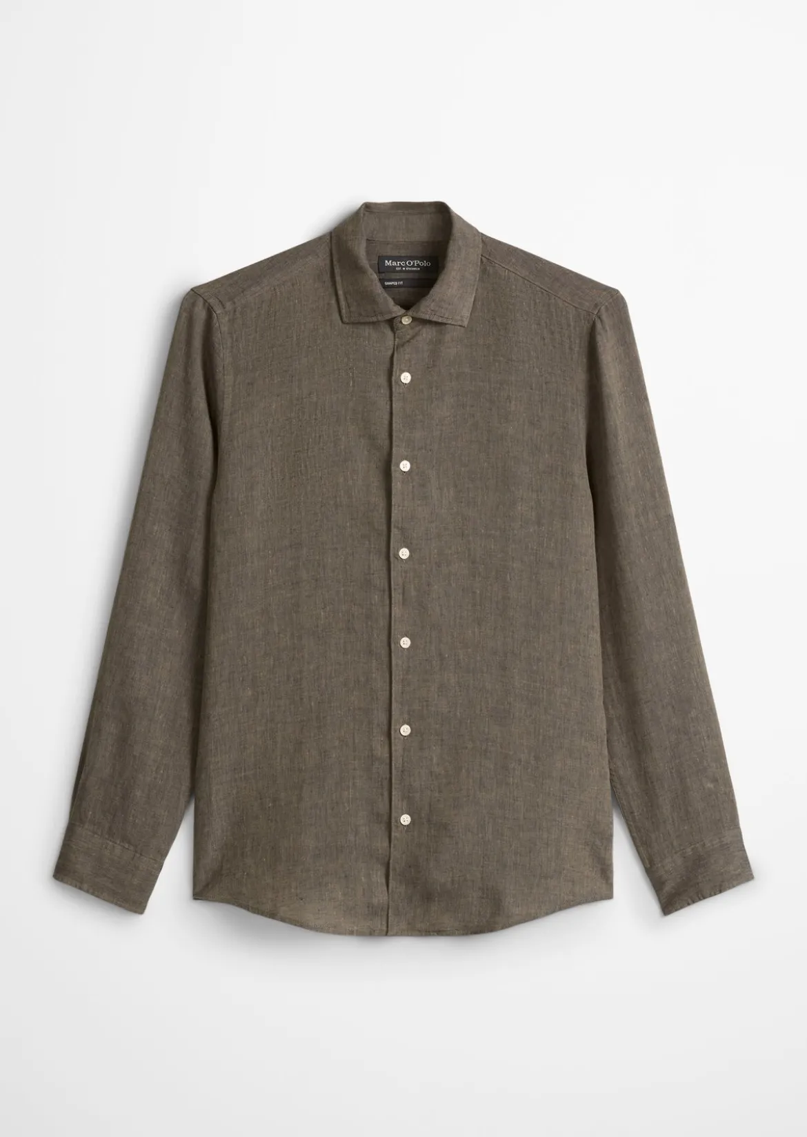 Haifischkragen-Hemd shaped aus feinem Leinen-Chambray