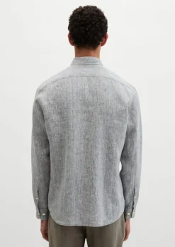 Haifischkragen-Hemd shaped aus feinem Leinen-Chambray