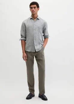 Haifischkragen-Hemd shaped aus feinem Leinen-Chambray