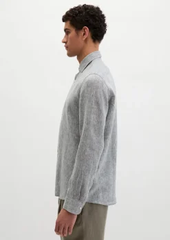 Haifischkragen-Hemd shaped aus feinem Leinen-Chambray