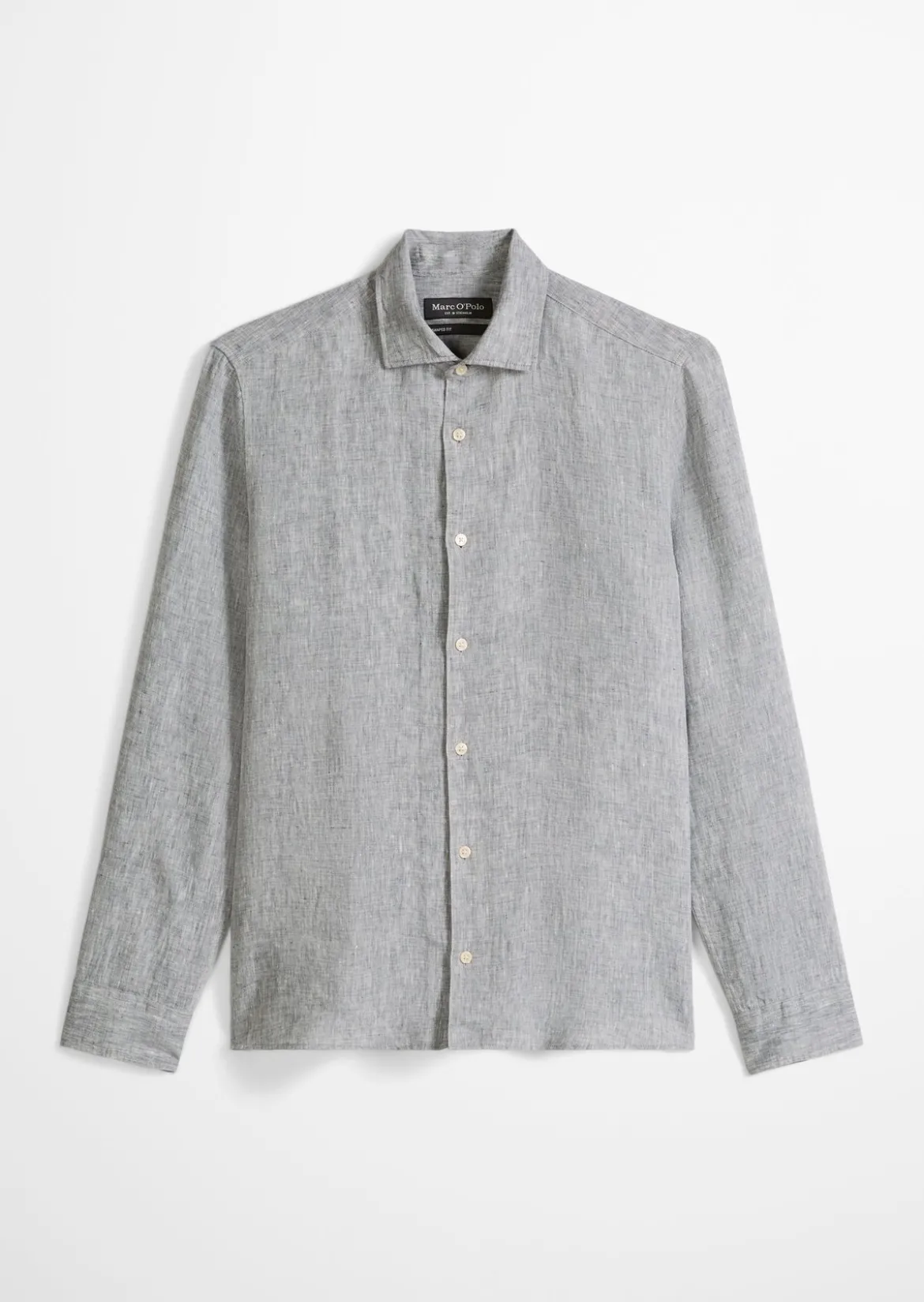 Haifischkragen-Hemd shaped aus feinem Leinen-Chambray